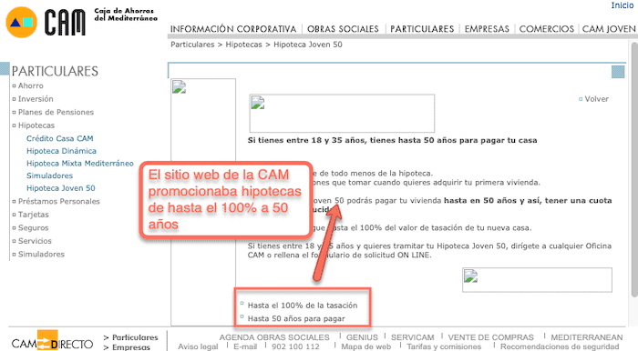 Promoción de la CAM hipoteca 100%